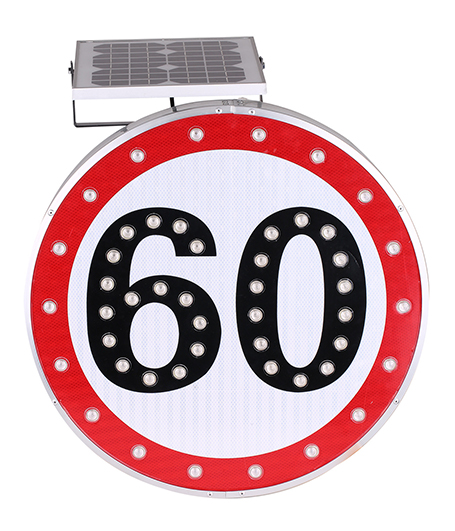Solar Power LED Flashing  speed limited Traffic Road/Blinking Stree Warning Sign Heavy Duty Rustproof Aluminum Metal Frame