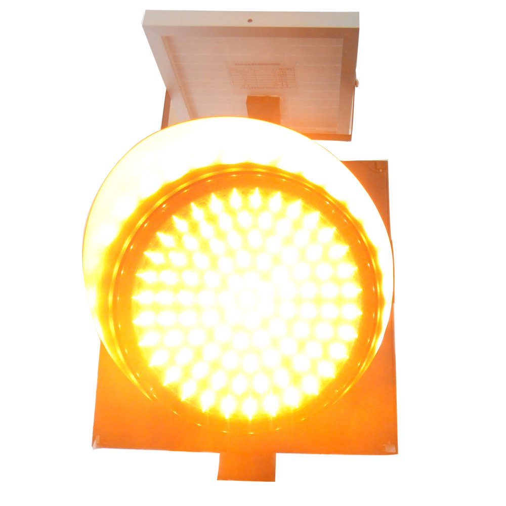 Solar Traffic Signals Signs Lights, Yellow Traffic Warning Light, Industrial LED Traffic Stop Light with Solar Panel