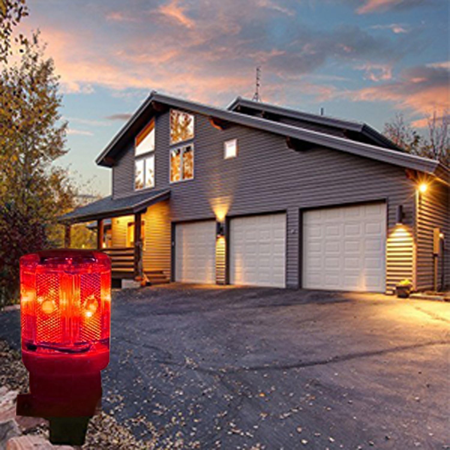 Solar Powered LED Strobe Warning Light Garden Lamp Flashing Barricade Safety Sign Road Construction Signs Flash Traffic Lights Flicker Beacon Lamps